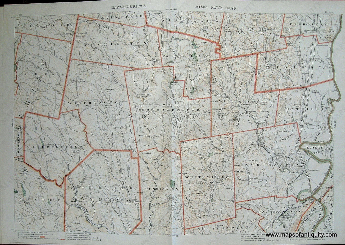 Antique-Printed-Color-Map-Massachusetts-Atlas-Plate-No.-23-US-Massachusetts-Massachusetts-General-1891-G.-H.-Walker-Maps-Of-Antiquity