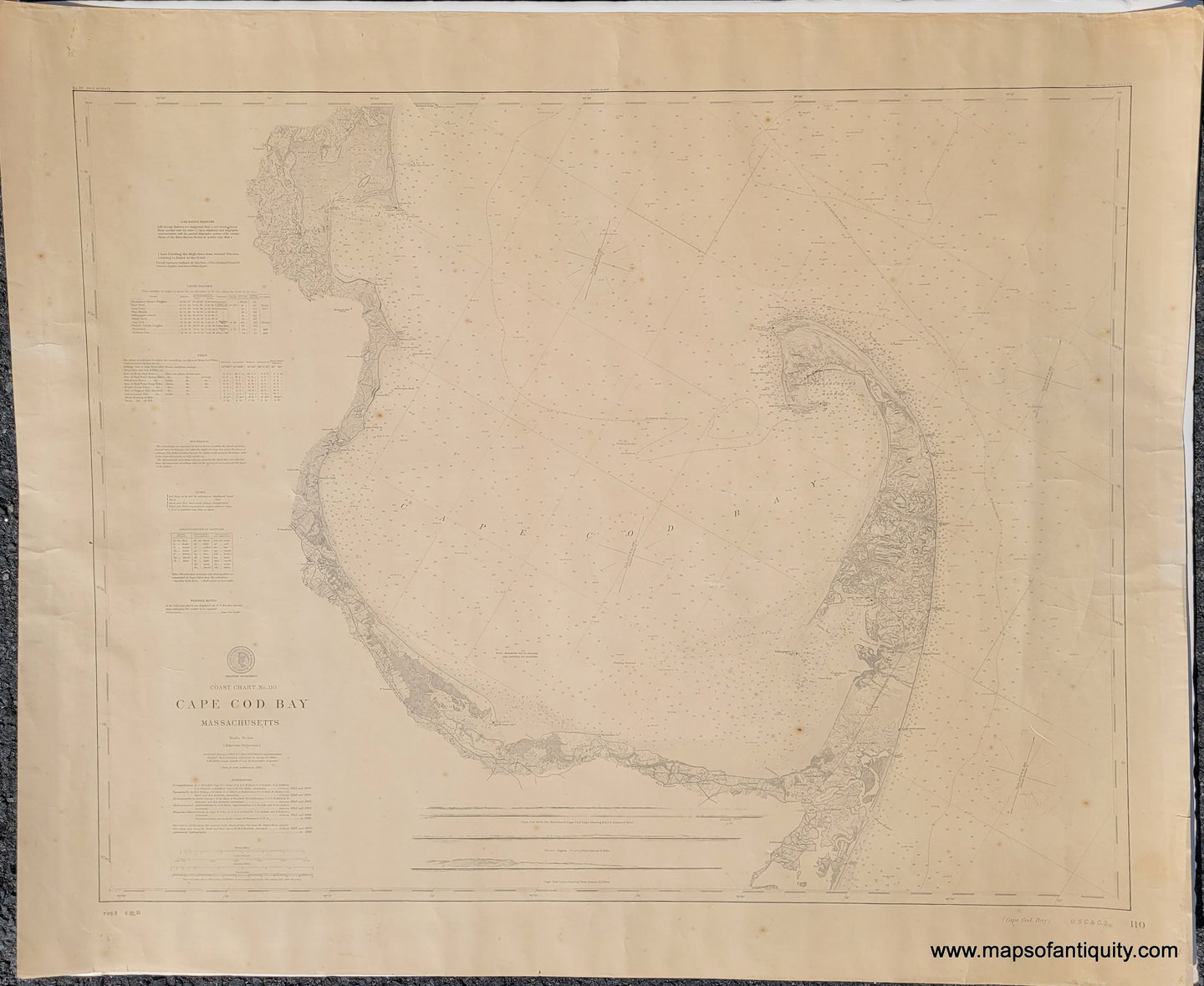 1872/1902 - Cape Cod Bay Massachusetts Coast Chart 110 - Antique Chart