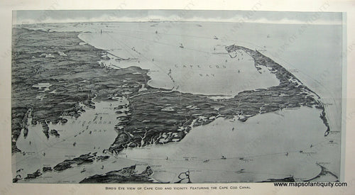 Antique-Map-Bird's-Eye-View-of-Cape-Cod-and-Vicinity-Featuring-Cape-Cod-Canal****--Cape-Cod-and-Islands-1915-Albert-E.-Downs-Maps-Of-Antiquity