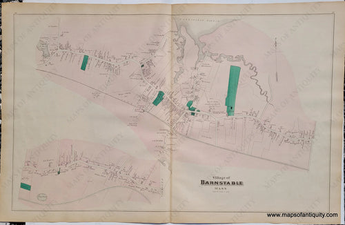 Antique-Hand-Colored-Map-Village-of-Barnstable-pp.-36-37-US-Massachusetts-Cape-Cod-and-Islands-1880-Walker-Maps-Of-Antiquity