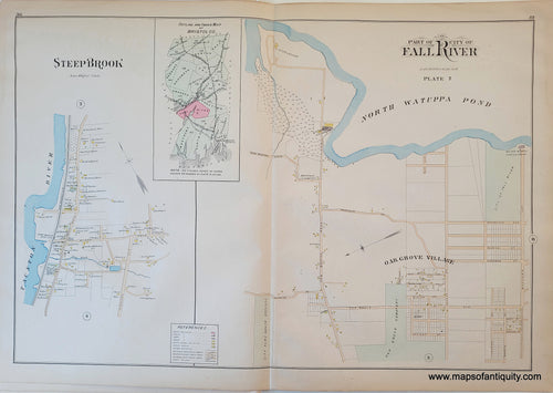 Antique-Hand-Colored-Map-City-of-Fall-River-part-of-(Plate-7)-(MA)-US-Massachusetts-Fall-River-1895-Everts-&-Richards-Maps-Of-Antiquity