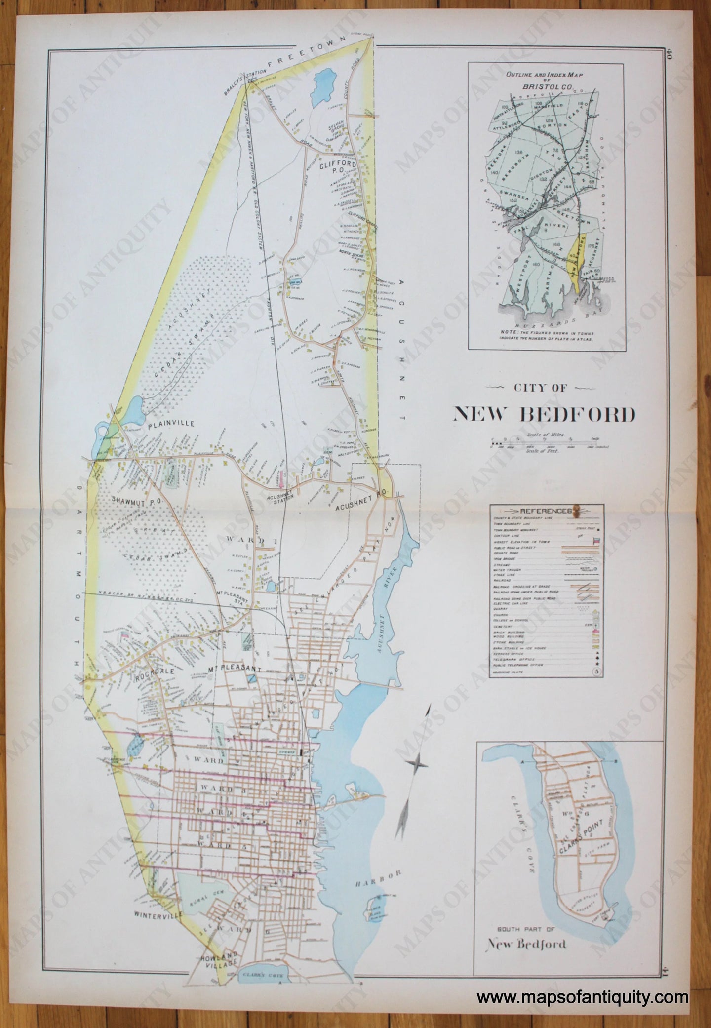 Antique-Map-City-of-New-Bedford-Bristol-Co.-So.-Part-of-New-Bedford-Massachusetts-Maps-of-Antiquity