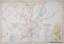 Load image into Gallery viewer, Antique hand-colored map of the City of Taunton, Westerly Part, Bristol Co. from 1895, showing land boundaries and water features.

