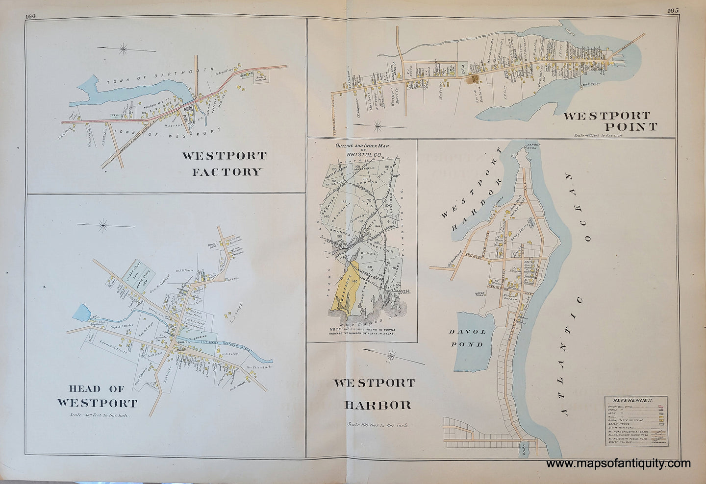 1895 - Westport Factory, Head of Westport, Westport Point, Westport Harbor (MA) - Antique Map