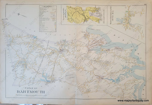 Antique-Hand-Colored-Map-Town-of-Dartmouth-No.-Dartmouth-P.O.-Smiths-Mill--Bristol-Co.-Index-(MA)-US-Massachusetts-Dartmouth-1895-Everts-&-Richards-Maps-Of-Antiquity