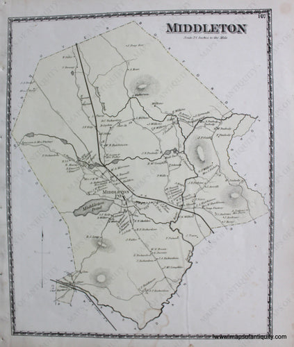 Antique-Hand-Colored-Map-Middleton-Massachusetts-Essex-County--1872-Beers-Maps-Of-Antiquity