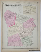 Load image into Gallery viewer, Antique map colored by district in antique tones of pink, orange, yellow, and green
