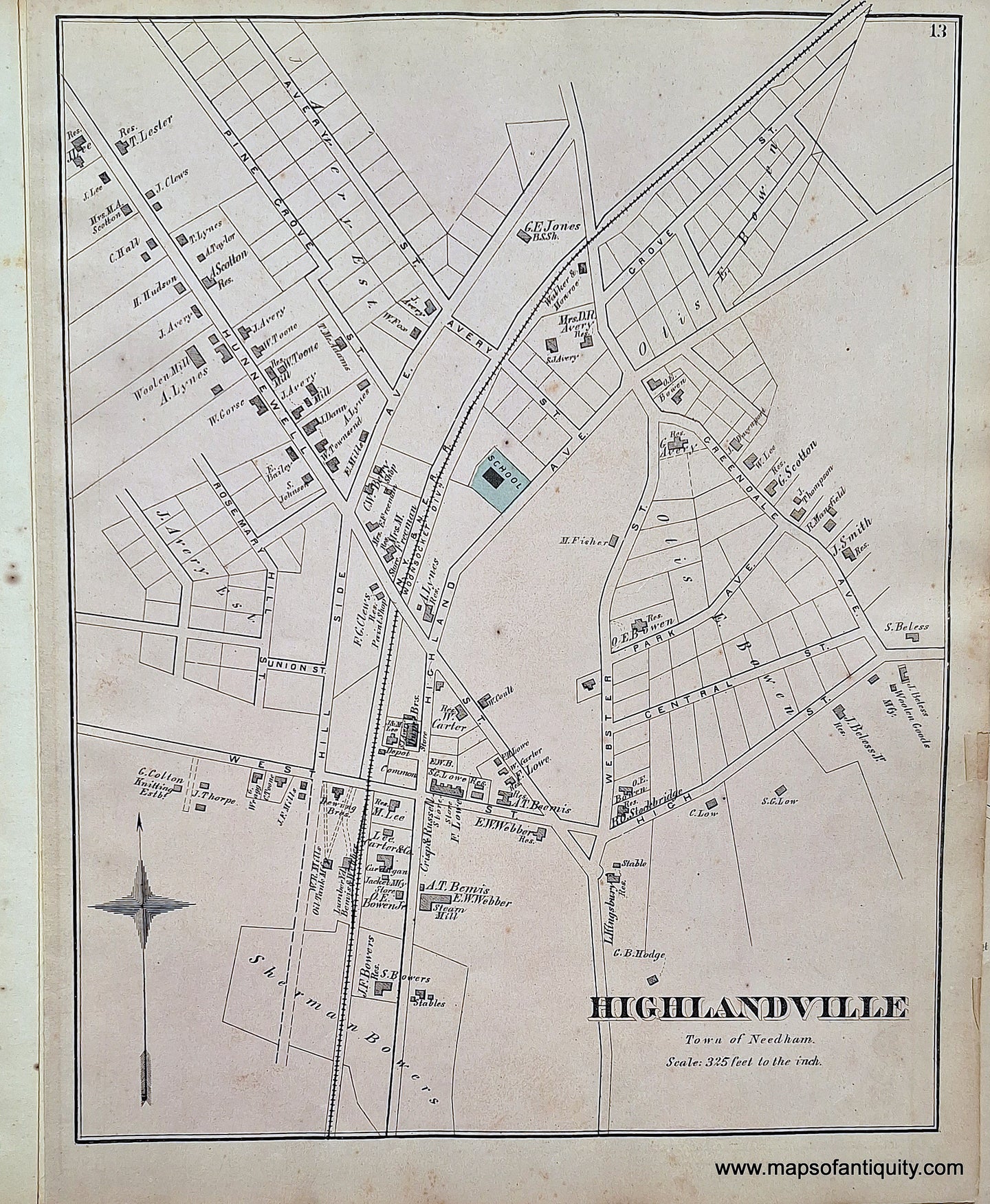 1876 - Highlandville (MA) - Antique Map
