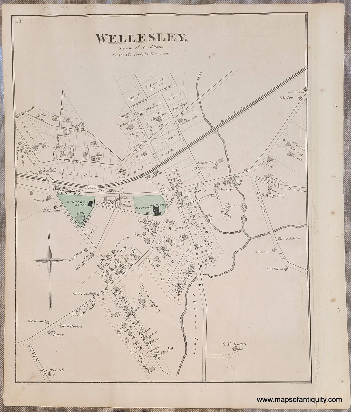 1876 - Wellesley (center) (MA) - Antique Map