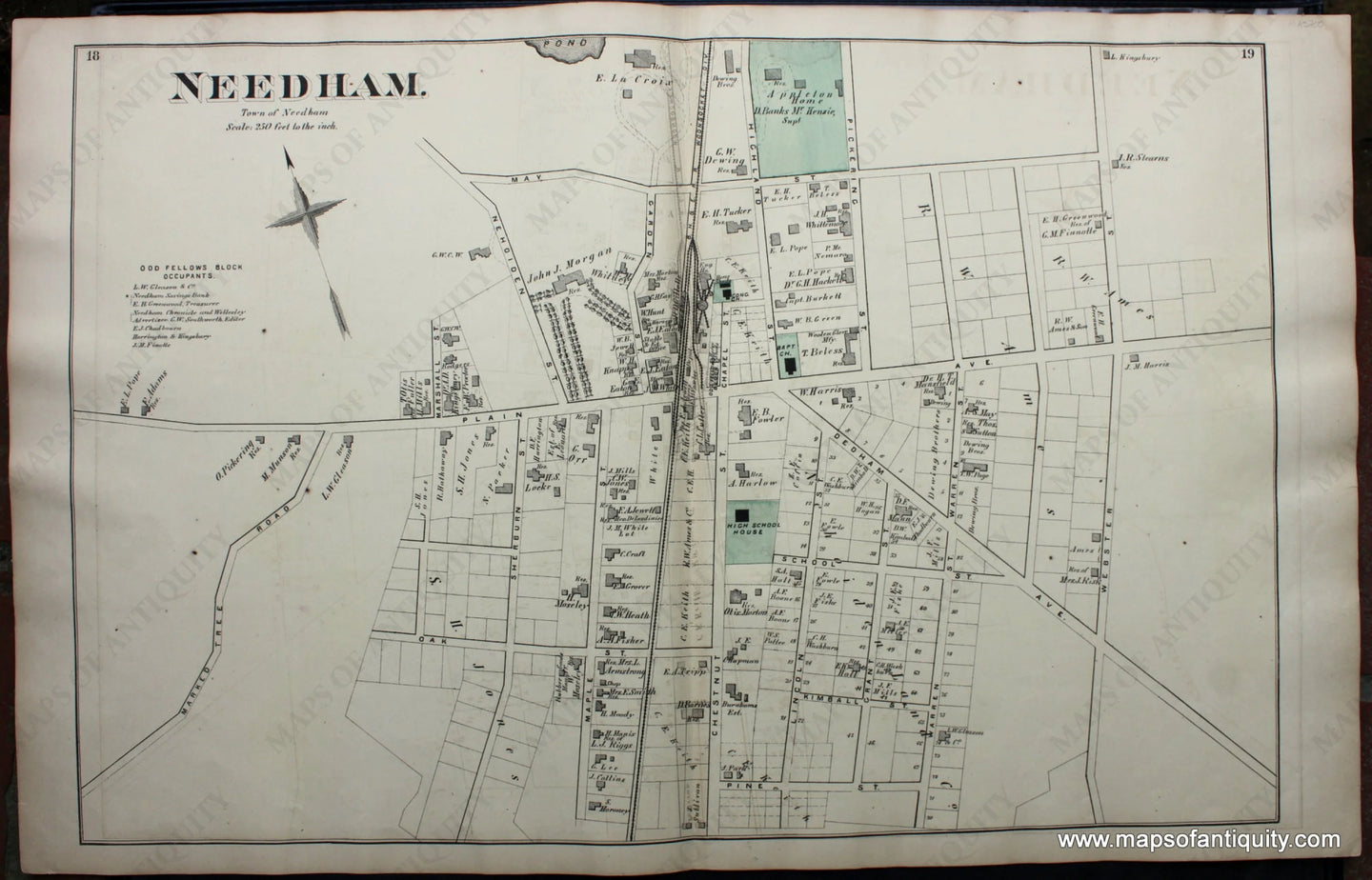 Antique-Map-Needham-antique-map-Town-of-Needham-antique-map-Massachusetts-Maps-of-Antiquity