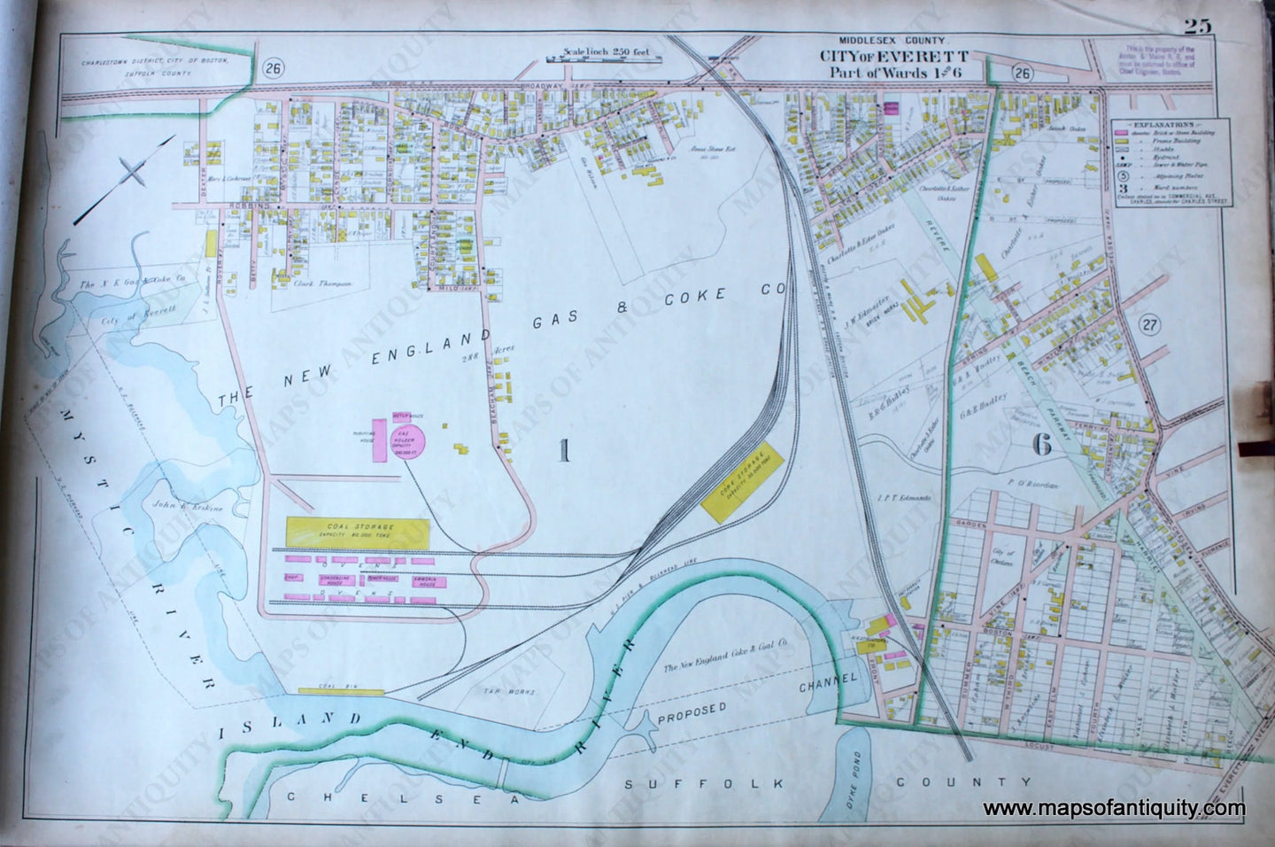 Antique-Hand-Colored-Map-City-of-Everett-Part-of-Wards-1-and-6-(MA)-US-Massachusetts-Everett-1900-Walker-Maps-Of-Antiquity