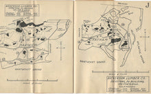 Load image into Gallery viewer, two page spread of the sportsman's maps booklet showing the maps of Harwich and Chatham in black and white where the ponds and lakes are shown in black.
