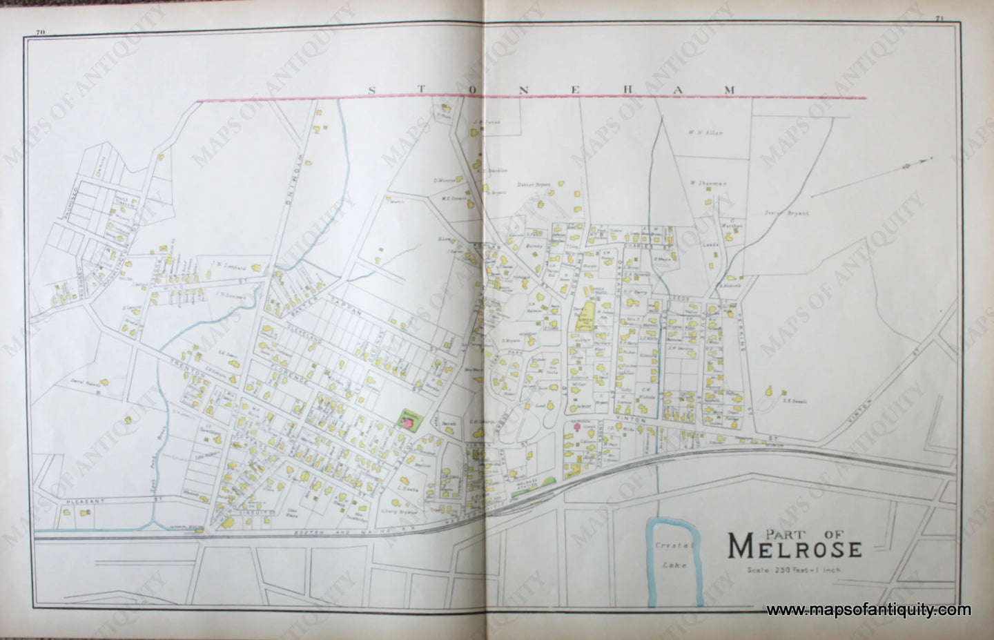 Antique-Map-Melrose-(MA)-Massachusetts--1889-Walker-Maps-Of-Antiquity