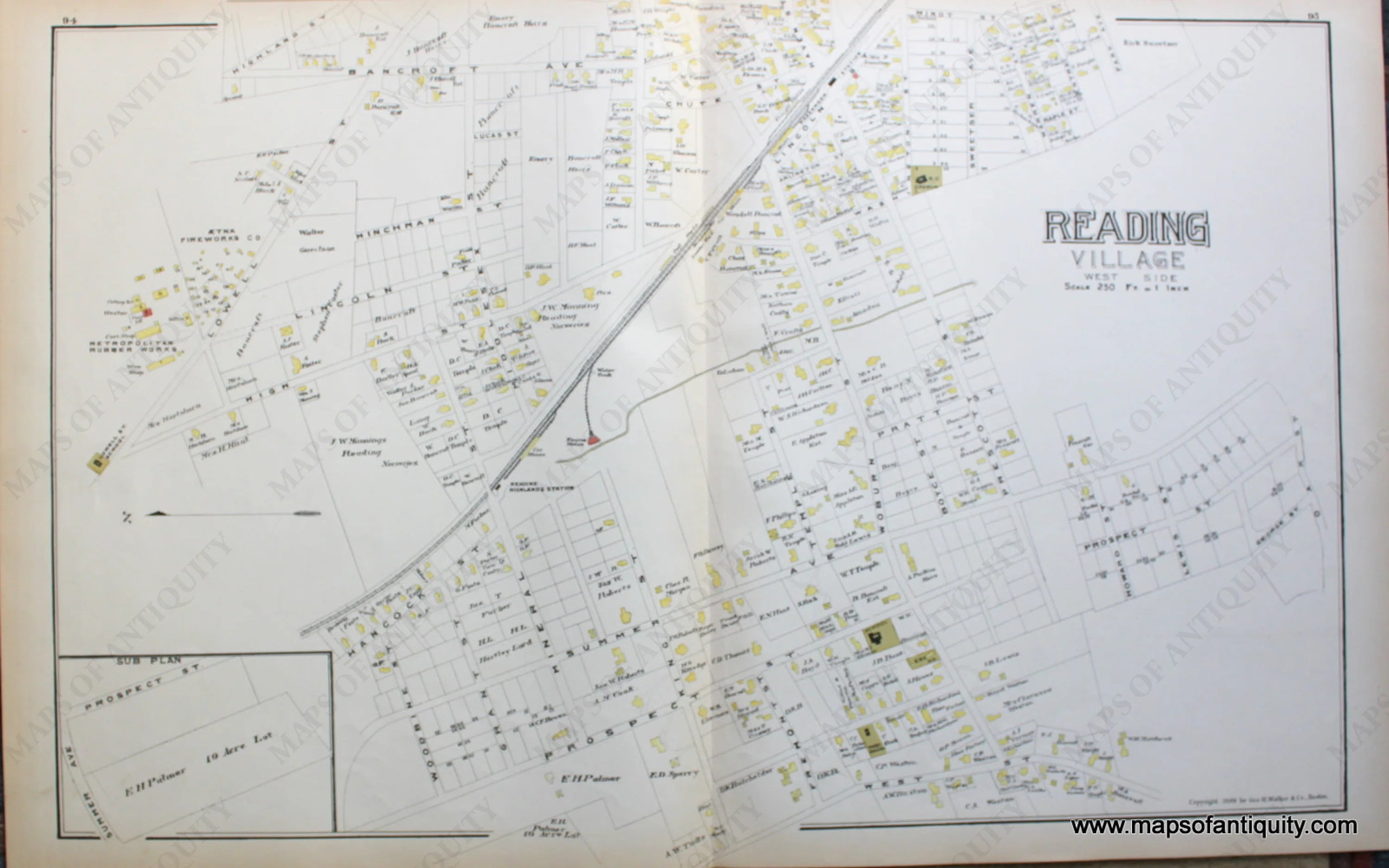 1889 - Reading (MA) - Antique Map – Maps of Antiquity