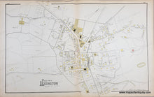 Load image into Gallery viewer, Antique map with original colors of yellow, pink, and green. Lexington village center
