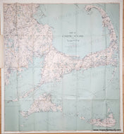 Antique Map of Cape Cod and vicinity on a green-blue background