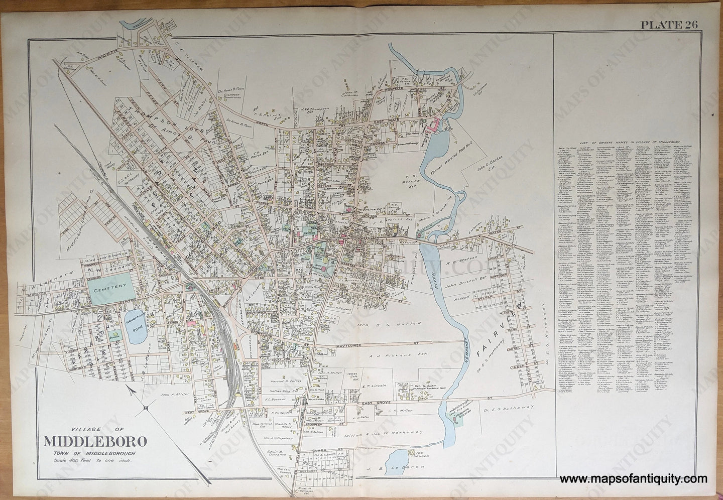 1903 - Village of Middleboro (MA) - Antique Map