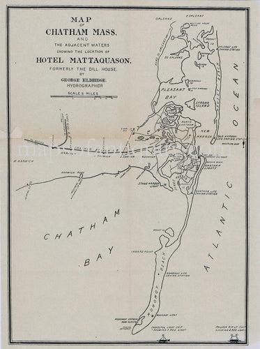 Antique-Map-of-Chatham-Mass-Mass.-and-the-Adjacent-Waters-Showing-the-Location-of-Hotel-Mattaquason-Formerly-the-Dill-House-George-Eldridge-1893-1890s-1800s-Late-19th-Century-Maps-of-Antiquity-Massachusetts-Maps-of-Antiquity