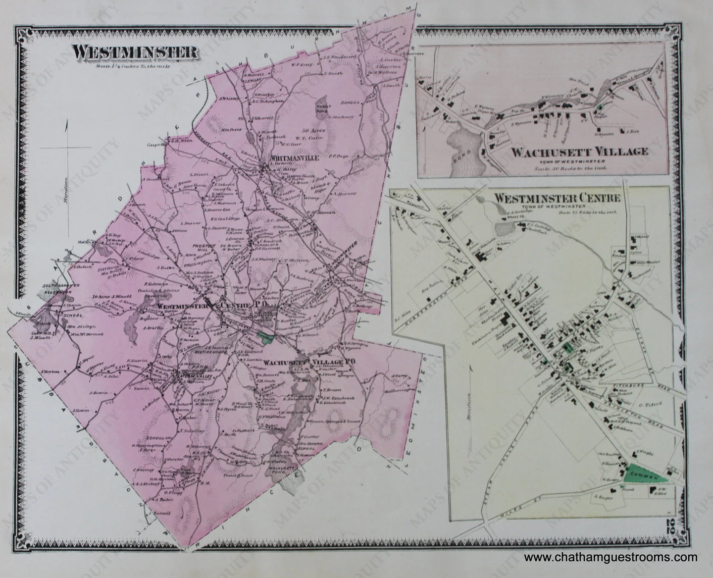 Antique-Map-Westminster-Wachusett-Village-Westminster-Centre-p.22-Massachusetts-Maps-of-Antiquity