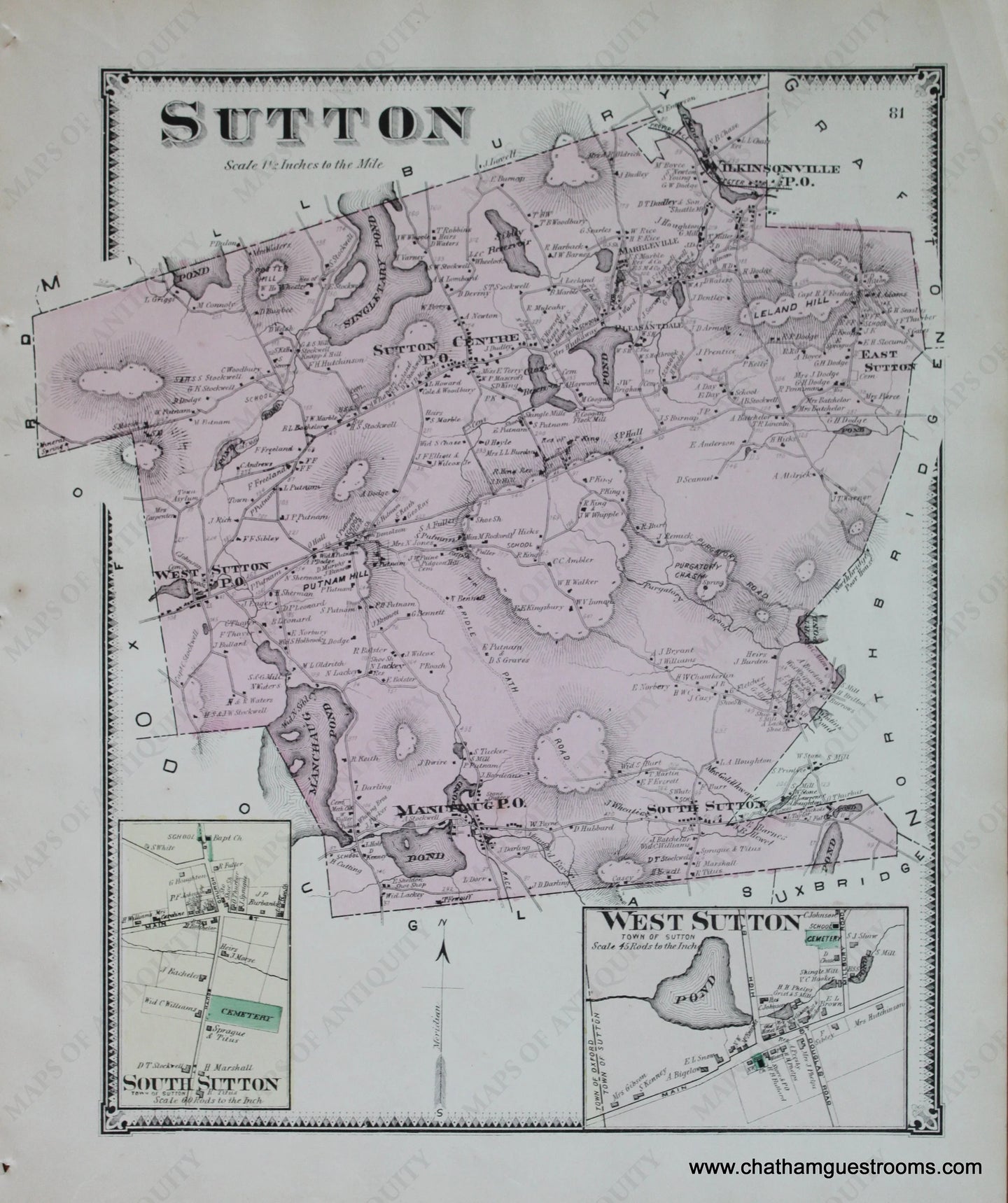 Sutton Ma Map 1870 - Sutton, West and South Sutton p. 81 (MA) - Antique Map – Maps of ...