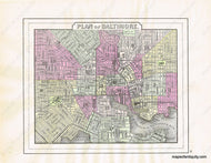 Hand-colored-Map-Plan-of-Baltimore-United-States-Mid-Atlantic-1894-Wanamaker-and-Smith-Maps-Of-Antiquity