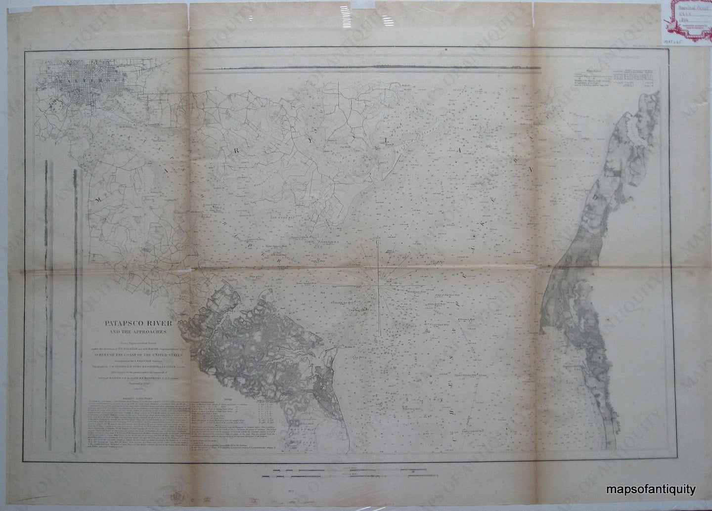 '-Patapsco-River-and-the-Approaches-United-States-Mid-Atlantic-1866-U.S.-Coast-Survey-Maps-Of-Antiquity