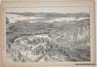 Antique old black and white view map of the city of Washington DC with detailed layout and landmarks