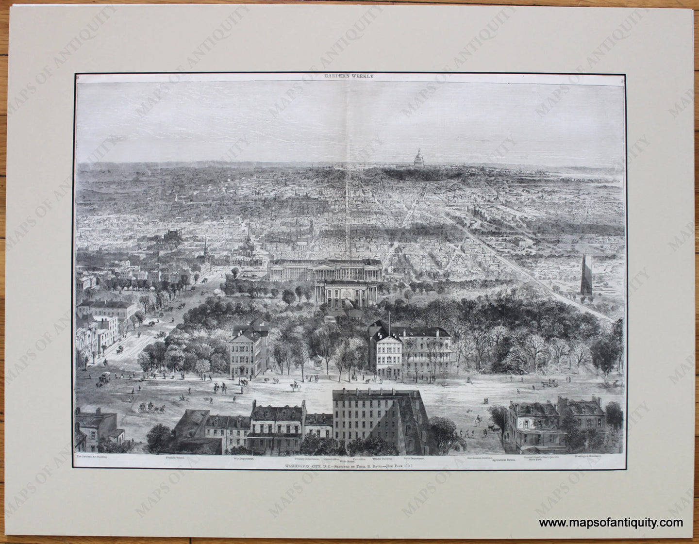 Black-and-White-Antique-Illustration-Washington-D.C.---sketched-by-Theo.-R.-Davis.-**********-United-States-Mid-Atlantic-1869-Harper's-Weekly-Maps-Of-Antiquity