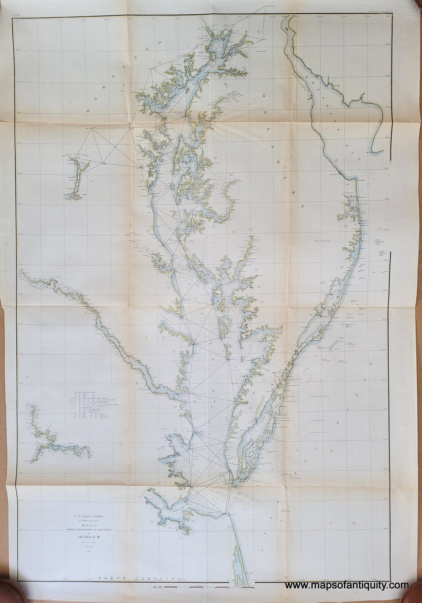 1855 - Chesapeake Bay, Sketch C, Section No. III - Antique Chart