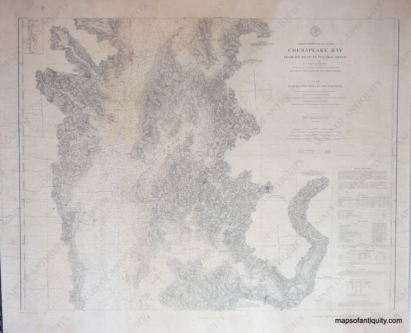 Antique-Nautical-Chart-Coast-Chart-135-Chesapeake-Bay-from-its-Head-to-the-Potomac-River-**********-United-States-Maryland-1877-U.S.-Coast-Survey-Maps-Of-Antiquity