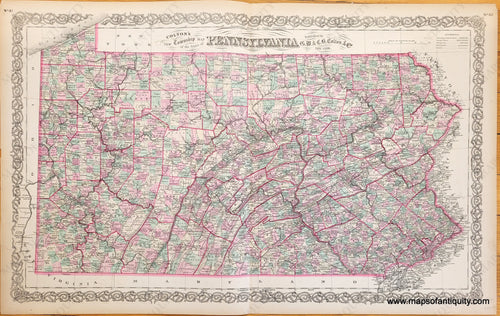 Antique-Hand-Colored-Map-Colton's-New-Township-Map-of-the-State-of-Pennsylvania-******-United-States-Pennsylvania-1871-Colton-Maps-Of-Antiquity