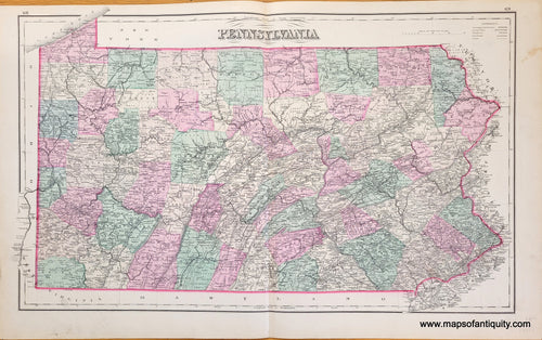 Antique-Hand-Colored-Map-Pennsylvania-******-United-States-Pennsylvania-1875-Gray-Maps-Of-Antiquity