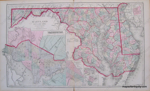 Antique-Hand-Colored-Map-Maryland-Delaware-and-the-District-of-Columbia-Gray's-New-Map-of-Baltimore-Gray's-New-Map-of-Richmond-**********-United-States-Maryland-1881-Gray-Maps-Of-Antiquity