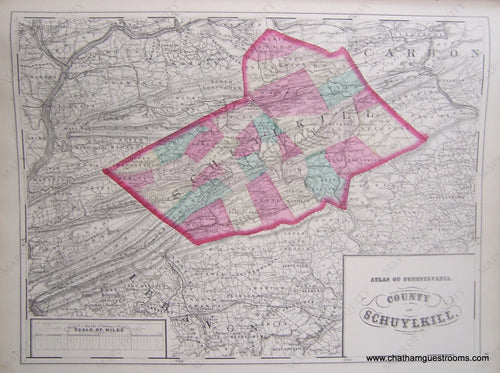 Antique-Hand-Colored-Geological-Map-County-of-Schuylkill-Pennsylvania-United-States-Mid-Atlantic-1872-Walling-and-Gray-Maps-Of-Antiquity