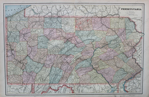 Antique-Printed-Color-Map-Pennsylvania-verso:-Philadelphia-and-Maryland-and-Delaware-United-States-Mid-Atlantic-1894-Cram-Maps-Of-Antiquity