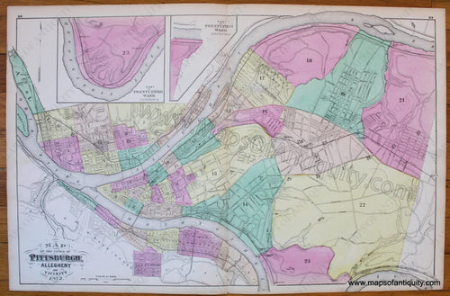 Antique-Map-Pittsburgh-Allegheny-Scranton-Wilkesbarre-Pennsylvania-Waling-Gray-1872-19th-century-1800s-Maps-of-Antiquity