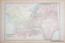 Load image into Gallery viewer, Antique map with vibrant printed colors of pink and yellow and blue for the water and green for the parks and cemeteries. Antique-Map-Washington-DC-Pittsburgh-Allegheny-City--Pennsylvania-Richmond-Manchester-Virginia-Cram-1900
