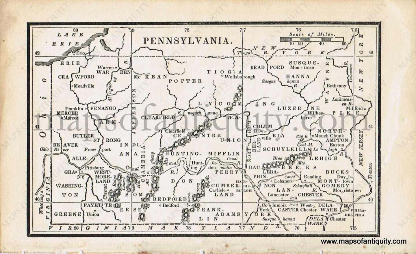 Antique-Black-and-White-Map-Pennsylvania-United-States-Mid-Atlantic-1830-Boston-School-Geography-Maps-Of-Antiquity