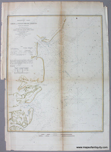 Hand-Colored-Antique-Coast-Chart-Preliminary-Chart-of-Ship-and-Sand-Shoal-Inlets-Coast-of-Virginia-United-States-Mid-Atlantic-1854-USCS-Maps-Of-Antiquity