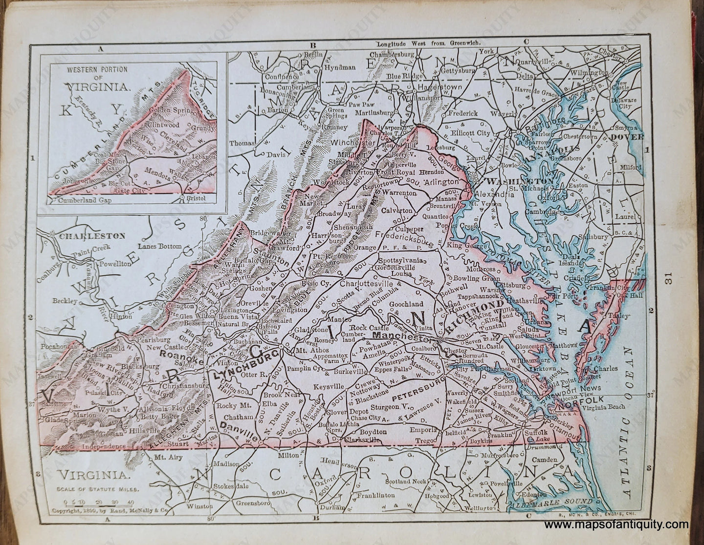 Genuine-Antique-Map-Virginia-1900-Rand-McNally-Maps-Of-Antiquity