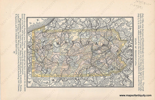 Genuine Antique Map-State of Pennsylvania-1884-Rand McNally & Co-Maps-Of-Antiquity