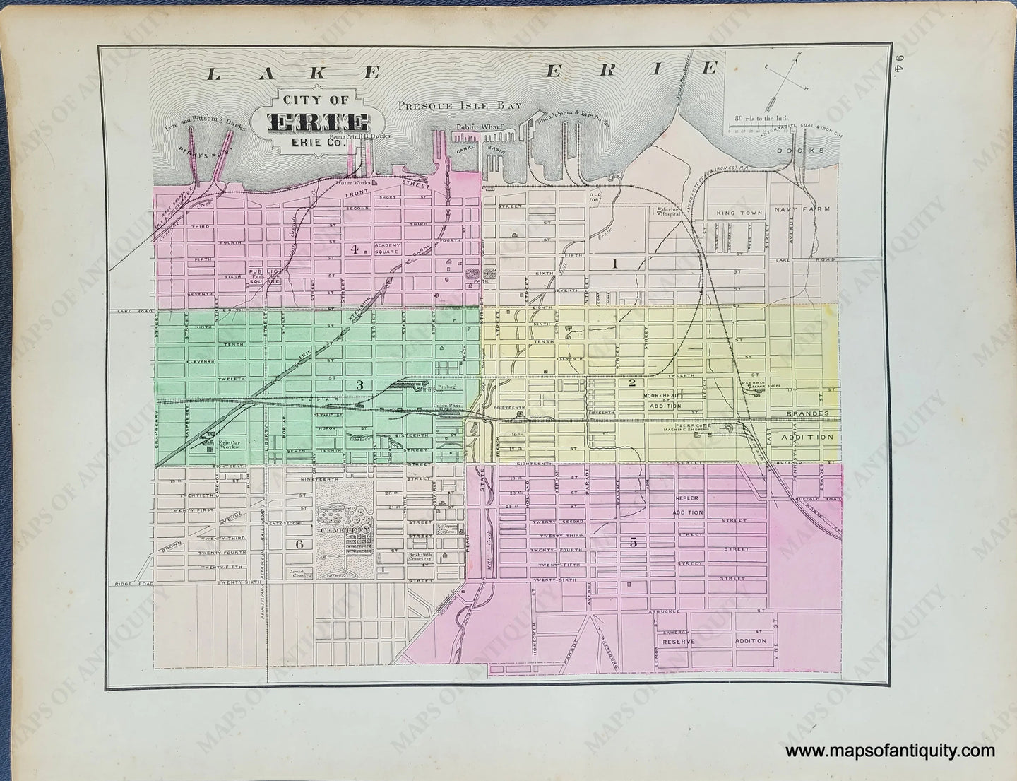 Genuine-Antique-Map-City-of-Reading-City-of-Erie-Pennsylvania-1872--Maps-Of-Antiquity