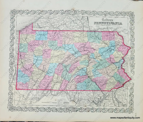 Genuine-Antique-Map-Coltons-Pennsylvania-1859-Colton-Maps-Of-Antiquity