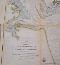 Load image into Gallery viewer, 1855 - Preliminary Chart of the Sea Coast of Virginia and Entrance to Chesapeake Bay- Antique Chart
