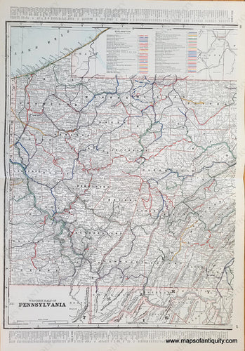 1900 Circa - Set Of Two Maps: Eastern Half Pennsylvania Western Antique Map Genuine