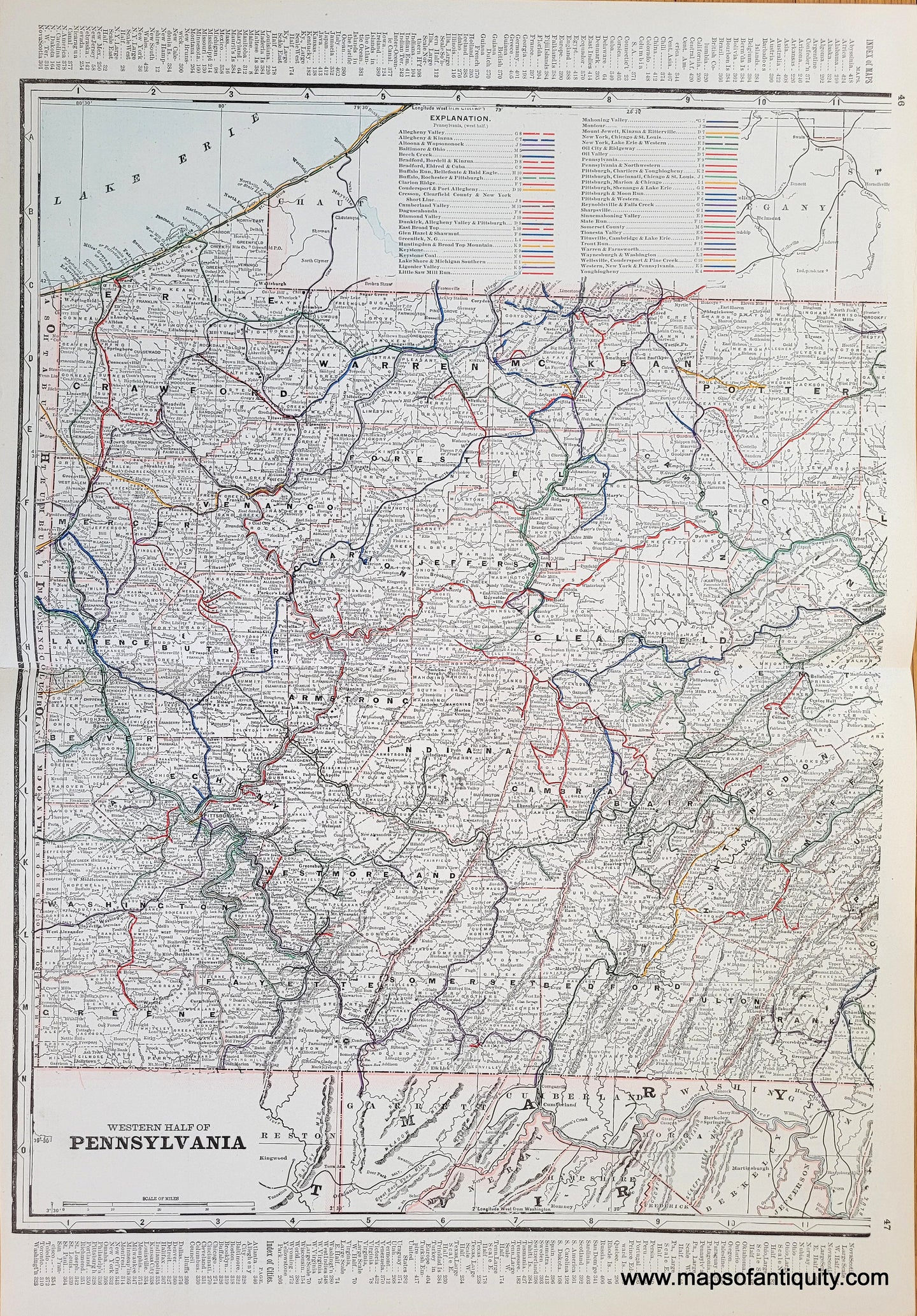 1900 circa - Set of two maps: Eastern Half of Pennsylvania, Western Half of Pennsylvania - Antique Map