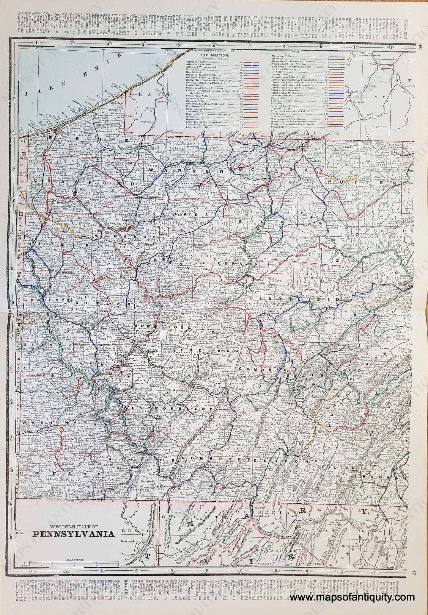 1900 Circa - Set Of Two Maps: Eastern Half Pennsylvania Western Antique Map Genuine