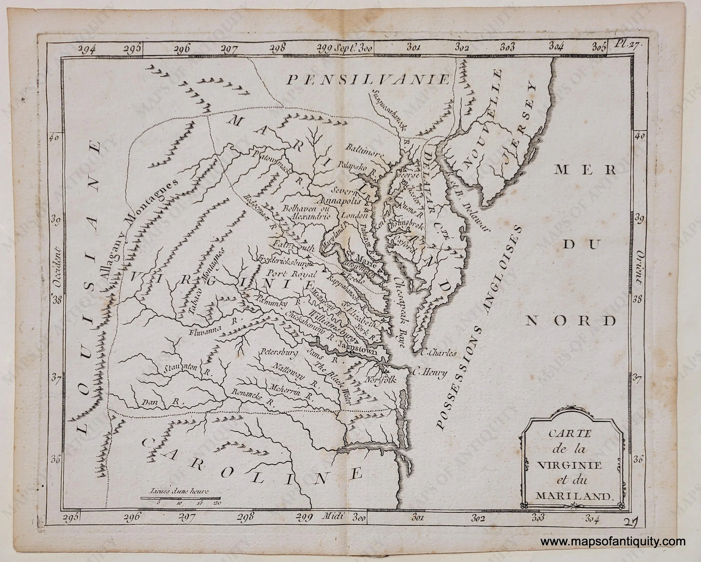 carte de la virginie et du maryland