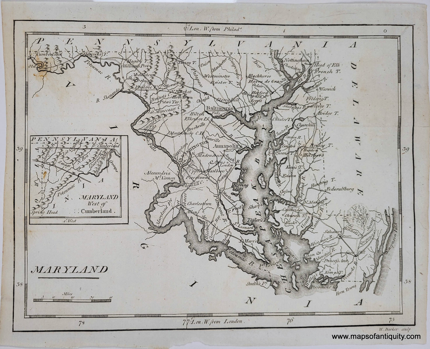 Genuine-Antique-Map-Maryland-1804-Carey-Maps-Of-Antiquity