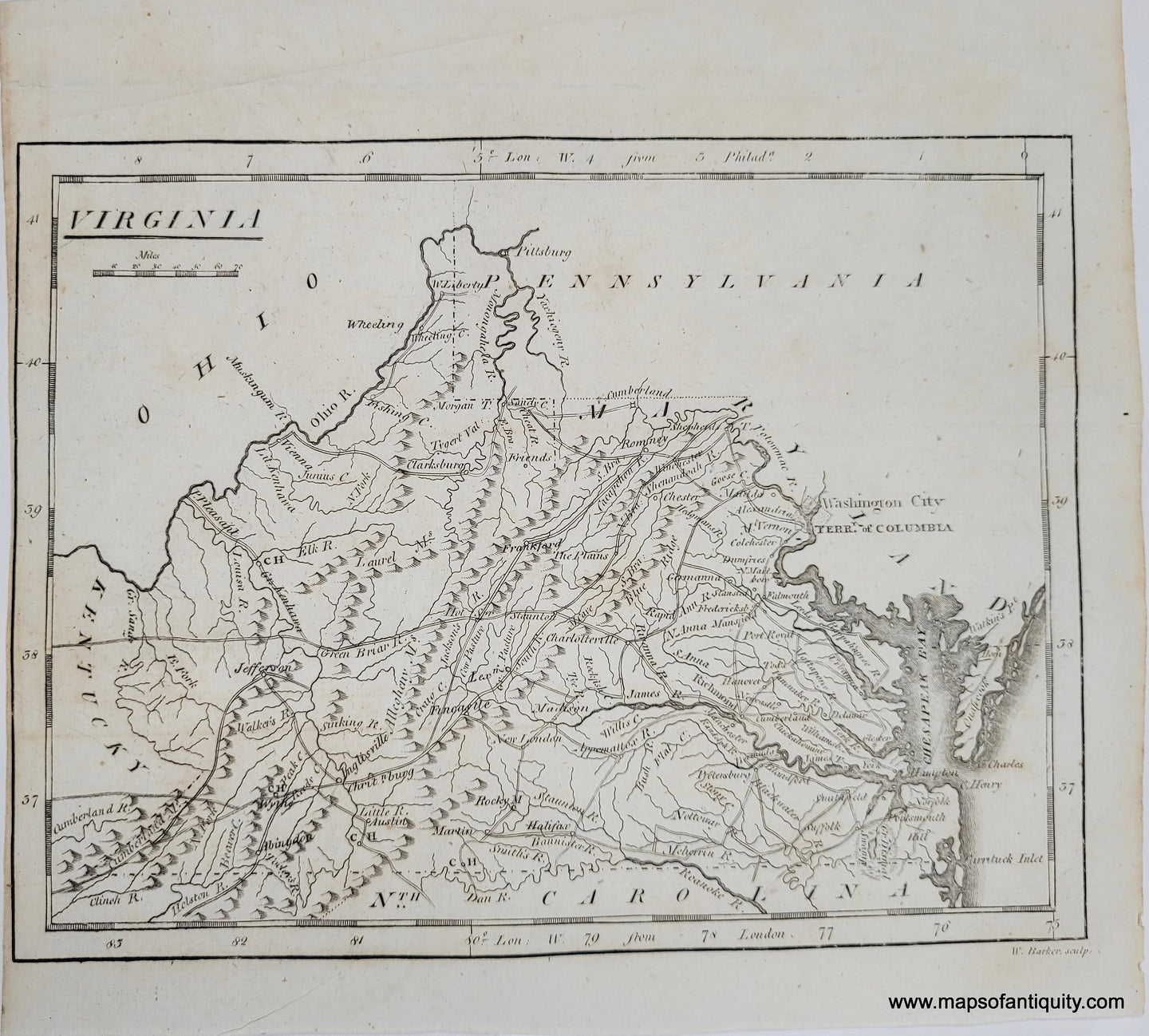 Genuine-Antique-Map-Virginia-1804-Carey-Maps-Of-Antiquity